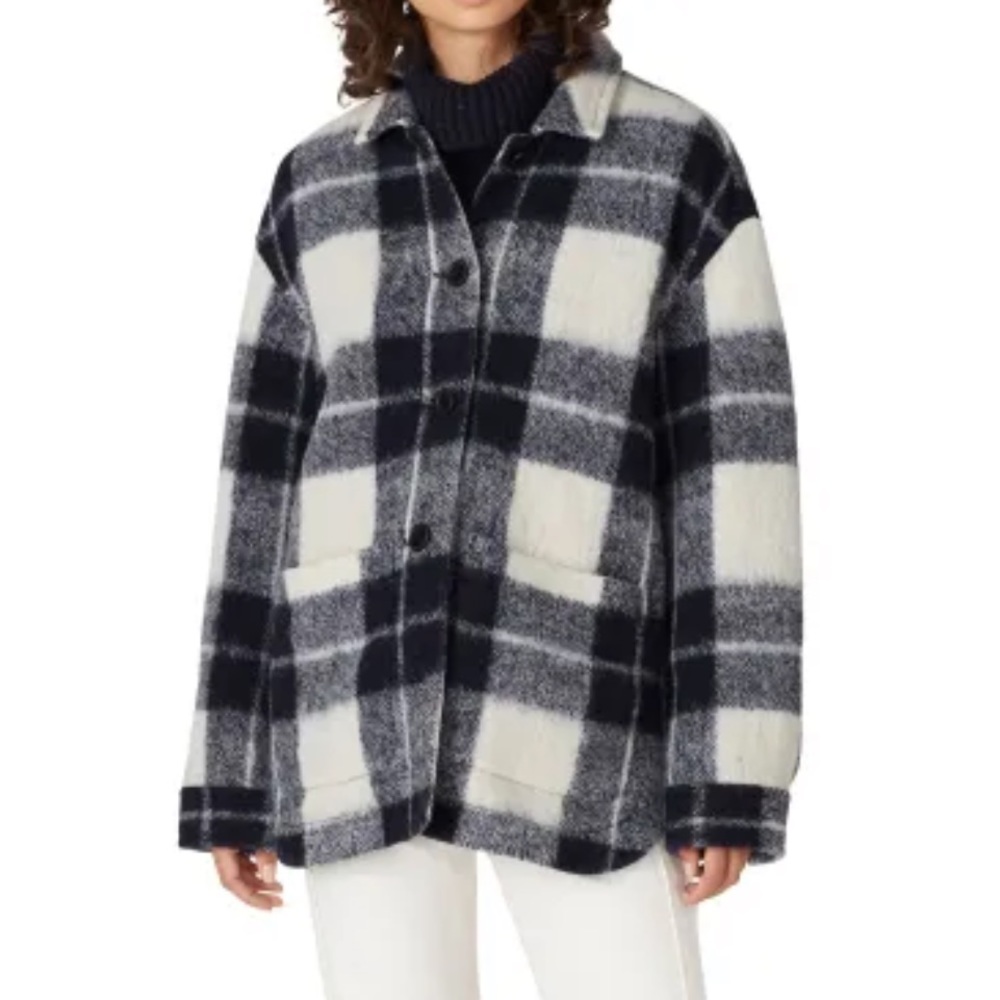 Madewell Walton Navy Plaid Oversized Shacket XS